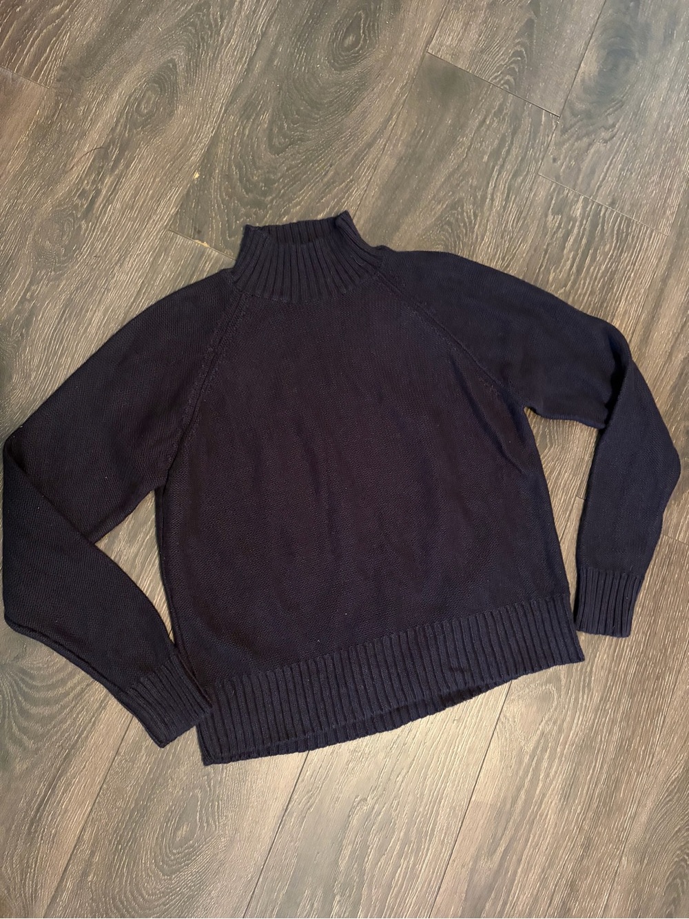 Vtg Christopher & Banks Navy Mock Neck Sweater Small Cottagecore